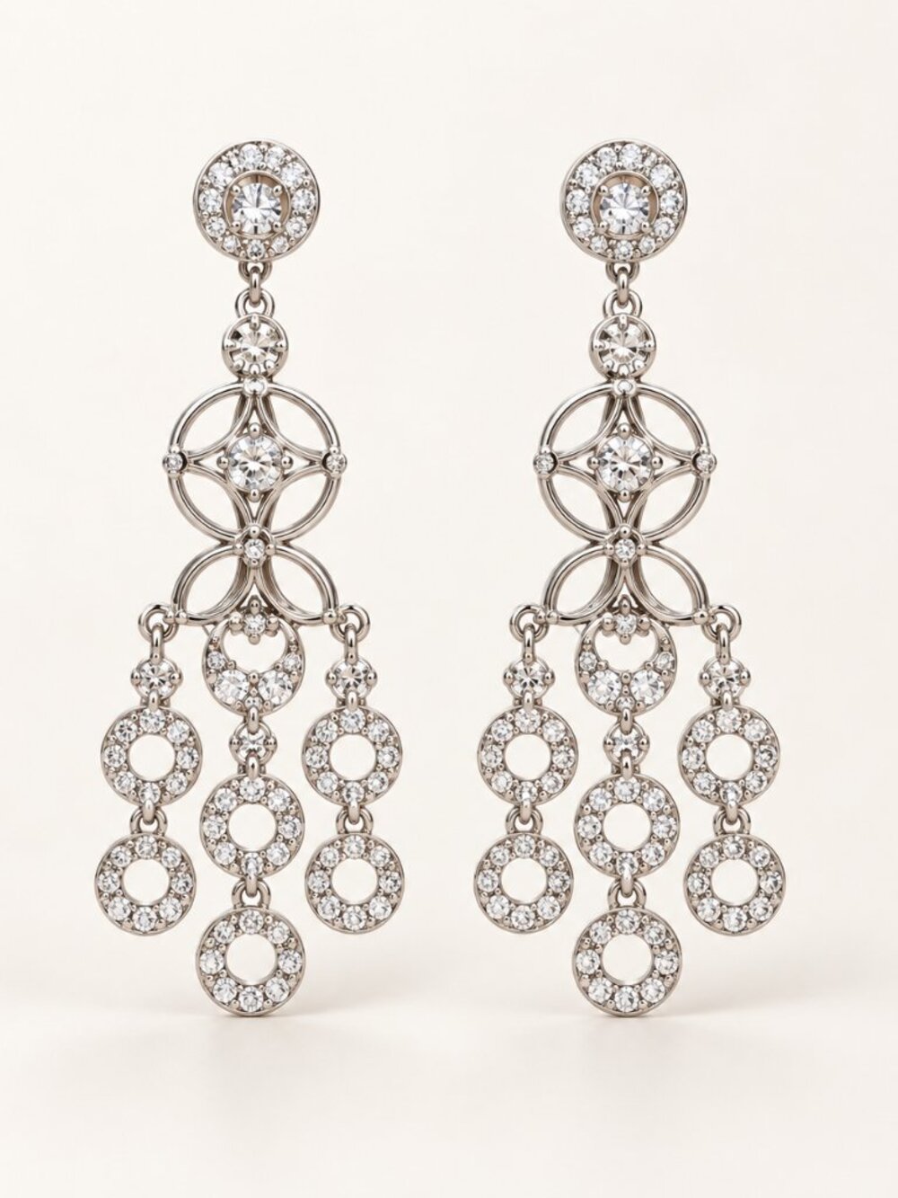 Silver Chandelier Earrings Vintage JB Robinson Jewelers  1.5"